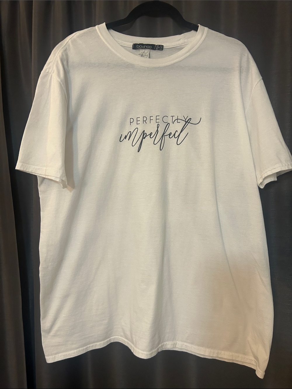 Boohoo White 'Perfectly Imperfect' Script Graphic Tee